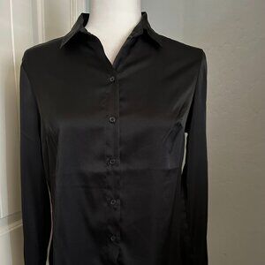 Banana Republic Factory  Button Front Long Sleeve Black Blouse XS NWT